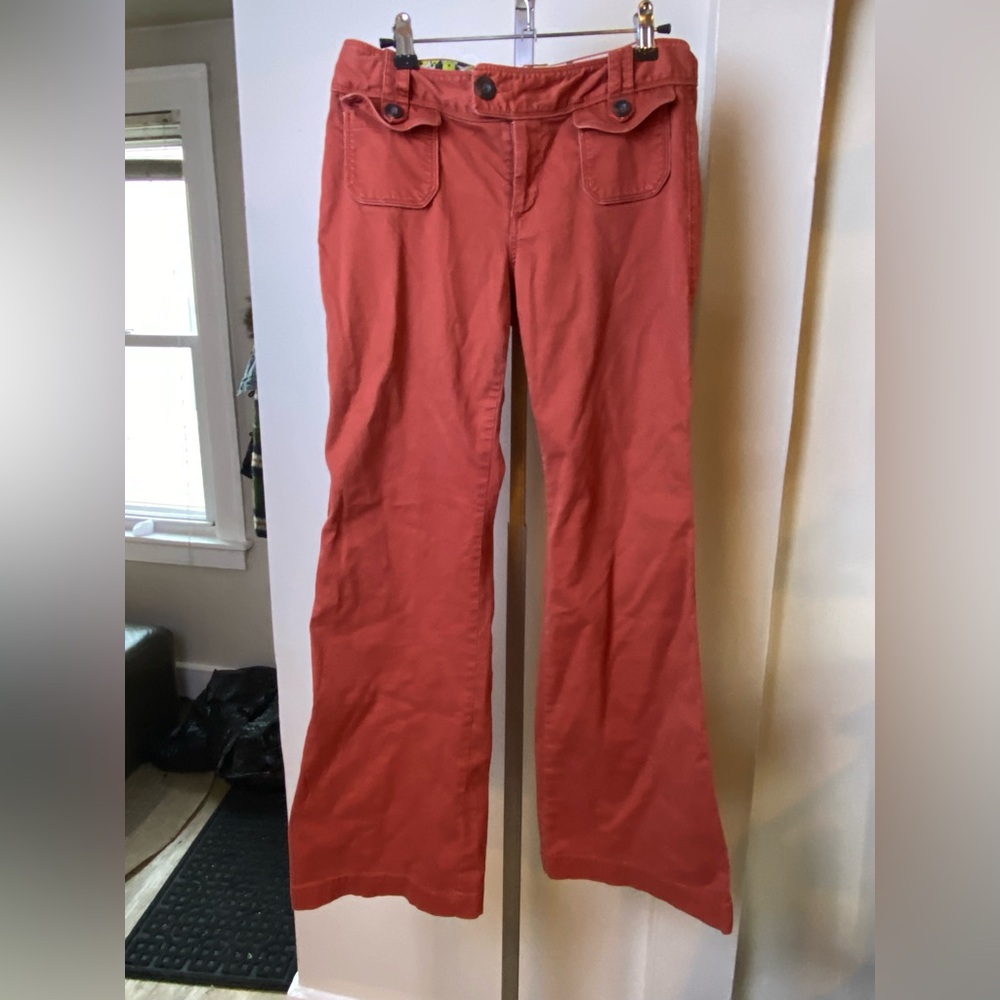 OLD NAVY MID RISE FLARE SIZE 6 WOMENS CORDUROY SAILOR ORANGE BROWN PANTS